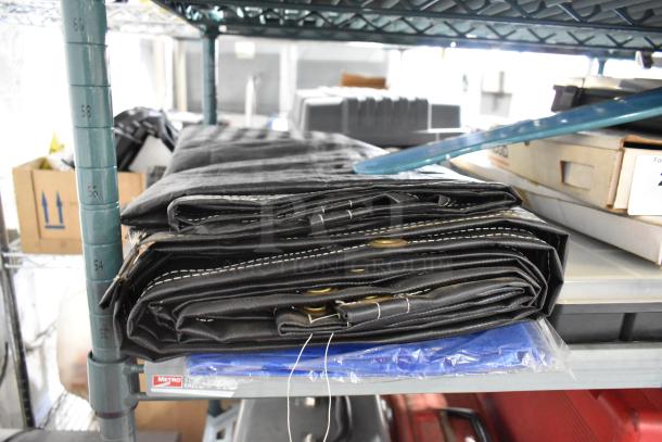 Tiered lot including Rigid 1493 43-60mm tool, black poly bins, stacked on a shelf, with visible Metro label.