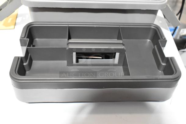 Gray Craftsman tool box interior with multiple compartments, sturdy plastic, excellent condition. Includes contents, triple bid value.
