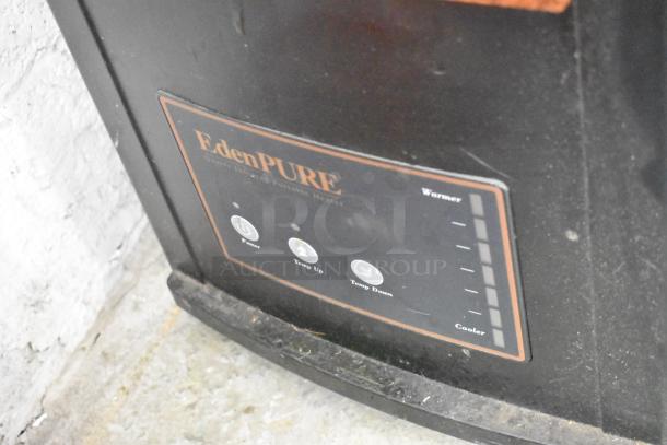EdenPURE 1000XL Quartz Infrared Heater, black, controls for power, temp. Up/down visible, used condition.