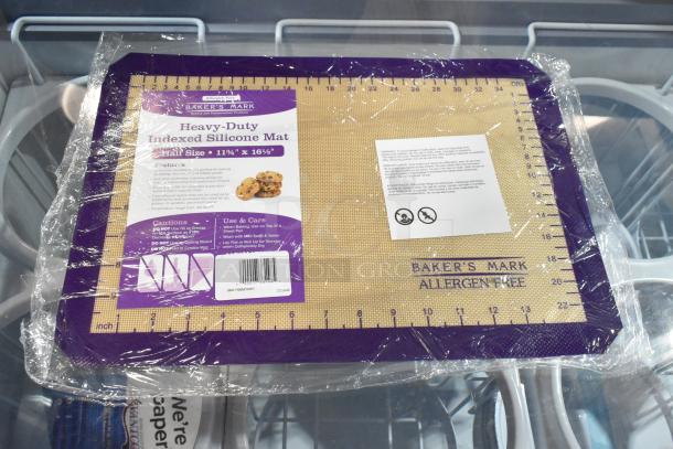 Baker's Mark allergen-free purple silicone mat, 11 3/4" x 16 1/2", half size, heavy-duty, non-stick, new condition.