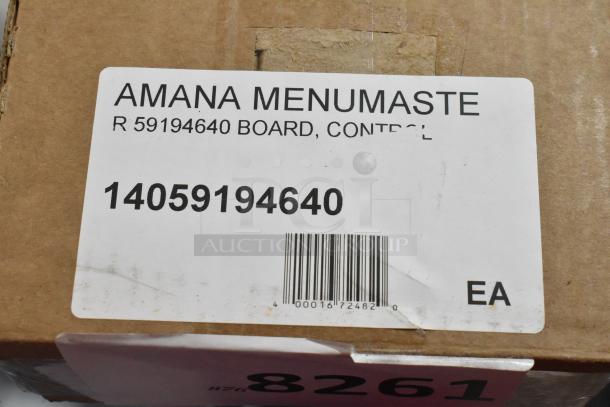 Amana Menumaster Control Board 14059194640 in original packaging, barcode and item number visible on label.