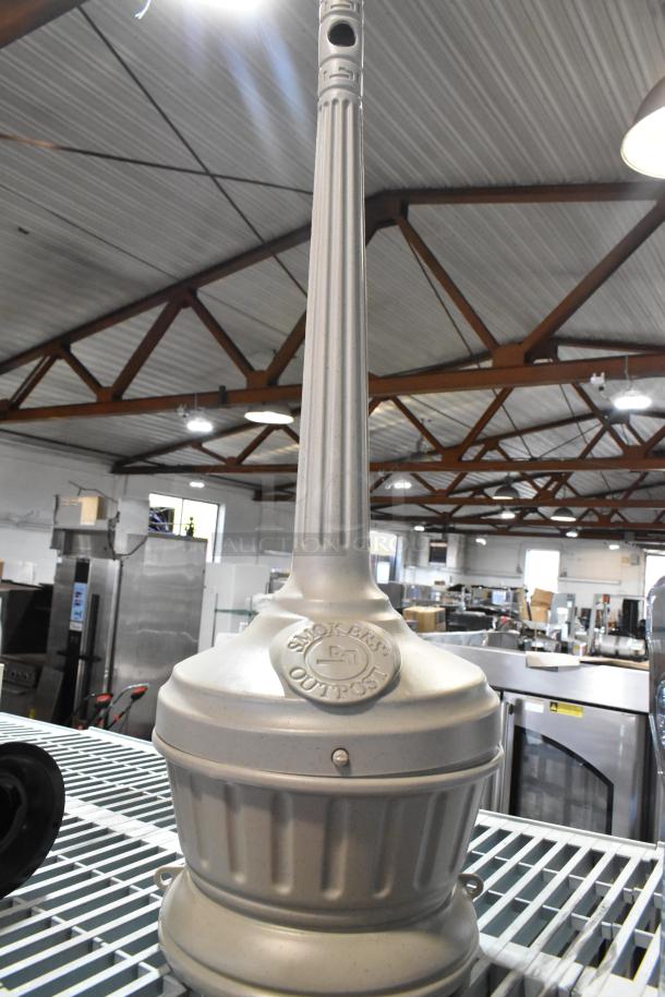 Brand new Commercial Zone 711402 Smokers' Outpost, beige, 5 Qt., short height, seated cigarette receptacle, slight scratches.