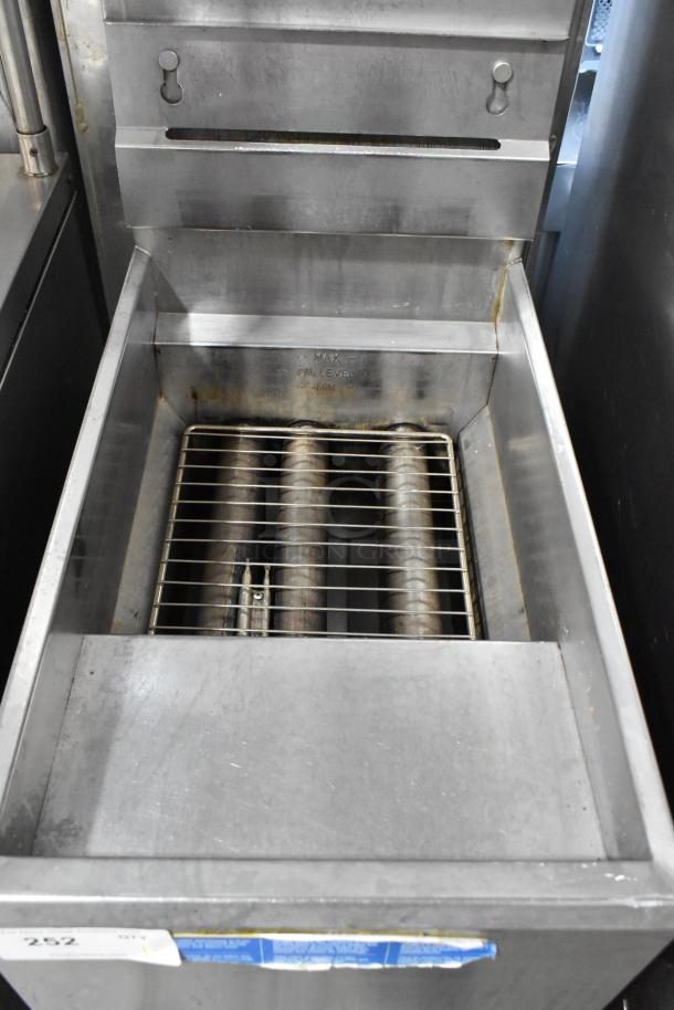 Pitco Frialator 35C stainless steel deep fat fryer, natural gas, 90,000 BTU, floor style, visible oil level marking.
