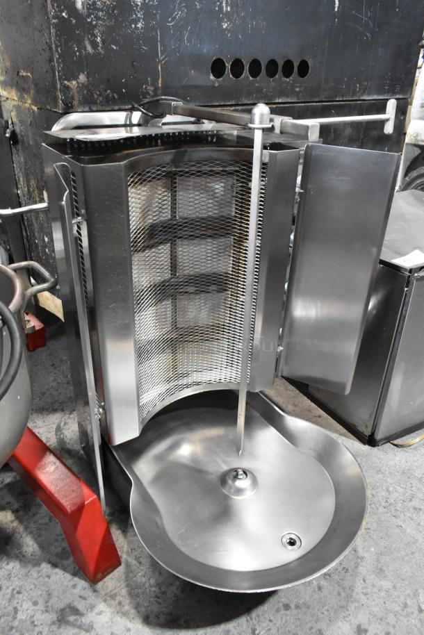 Ikoksan Stainless Steel Commercial Gyro Machine, countertop design, features rotisserie mechanism, excellent condition.