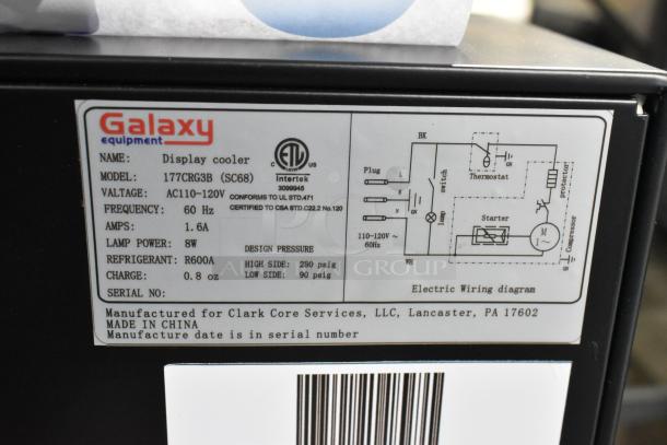 BRAND NEW Galaxy 177CRG3B Countertop Display Refrigerated Merchandiser, 2.5 cu ft, black, customizable, 115V, 1 phase.