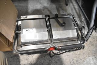 Brand new 2025 Avantco 177PG400GS dual Panini grill, grooved top, smooth bottom, 19 5/8" x 9 1/8", 120V, scratch and dent.