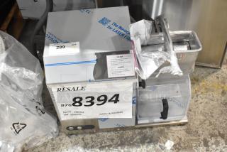 Brand new Estella 348CG2 stainless steel electric hard cheese grater, 4 lb/min, 120V, 1 phase, minor scratches visible.