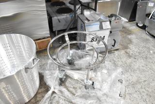 Estella 348CG2 metal mixing bowl dolly, brand new, with some scratches and dents, features commercial casters.