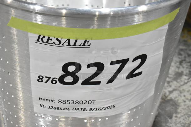 Brand new Estella 348CG2, 150 Qt. aluminum vegetable colander, model 88538020T, tagged for resale, with handles.