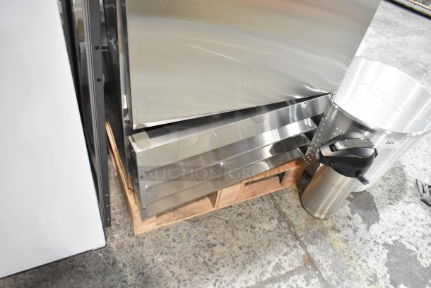 BRAND NEW 2024 Avantco 178A19FHC stainless steel commercial freezer with poly-coated racks, slight dents, 115V, 1 Phase.