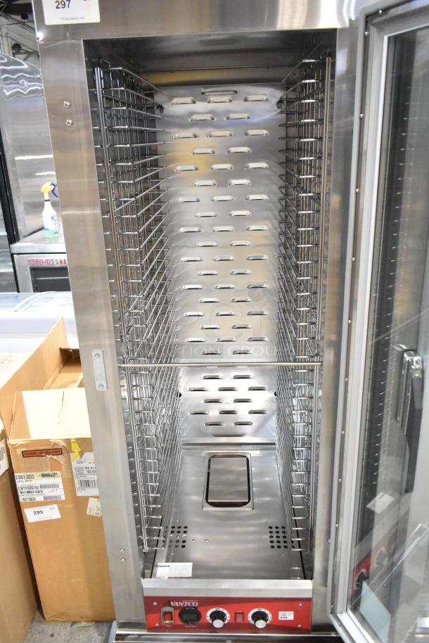 Avantco 177HTESC1836 heated holding cabinet, brand new, scratch and dent, clear door, commercial casters, 120V, 1 phase.