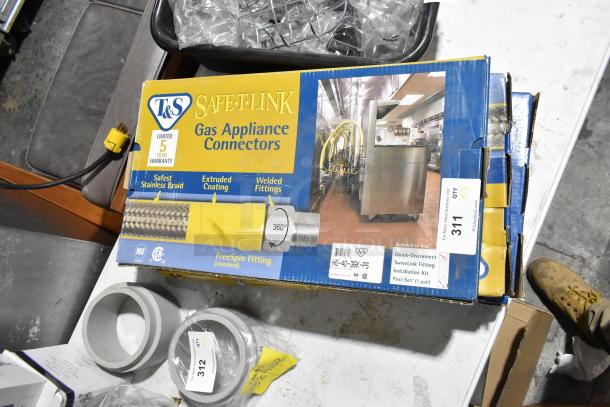 T&S Brass HG-4D-36SK-PS Safe-T-Link Gas Connector Kit, new scratch and dent, 3-pack, extruded coating, welded fittings.