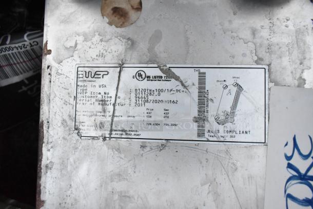 4 SWEP metal units, item no. 0111282.0, used condition. Manufacturer label shows type B120THx100, made in USA, 2011.