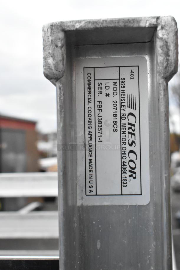 2 Cres Cor metal commercial pan transport racks on casters, Model 2071818CS, ID FBF-J383571-1, made in USA.