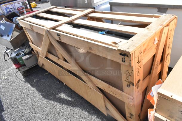Seven new Hussmann 0522314 Innovator Black Doors in a wooden crate, auction item.