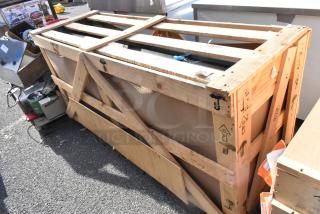 Seven new Hussmann 0522314 Innovator Black Doors in a wooden crate, auction item.