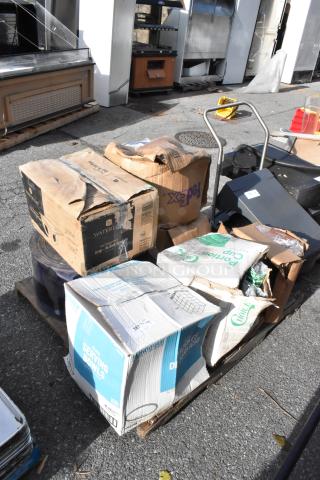 Seven boxed items, brand new with scratch and dent imperfections. Includes Waterloo drop-in sink, black serving bowls.