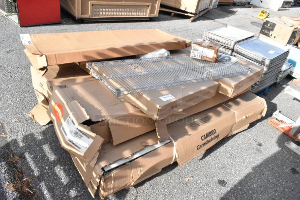 New scratch and dent items including Cambro ESU183672V4580 shelving, Adcraft ES-2448 stand, Centaur C2154C wire shelf.