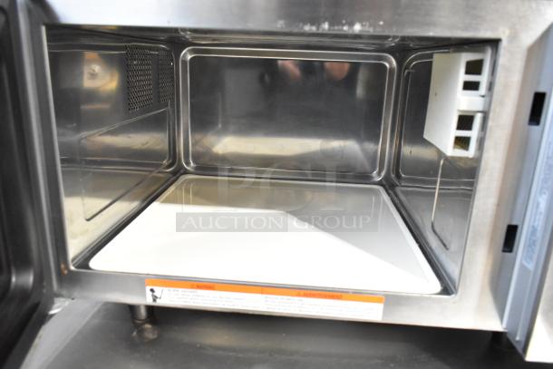 2024 Solwave 180MW1000SS stainless steel commercial countertop microwave oven interior. Clean, stainless steel finish.