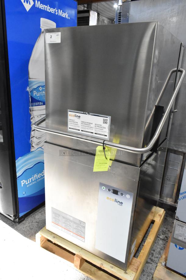 Brand new Hobart Ecoline EDH-1 stainless steel commercial dishwasher with booster heater, scratch and dent, 208-240 volts.