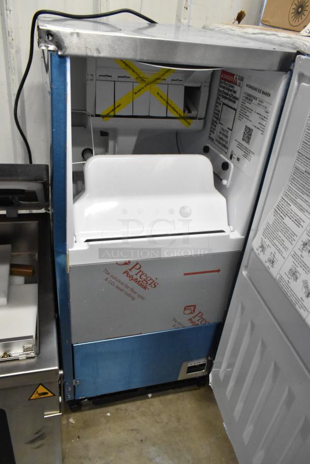 Brand new 2025 Hoshizaki AM-50BAK stainless steel commercial ice machine, 27 lb. bin, minor scratches, 115V, 1 phase.