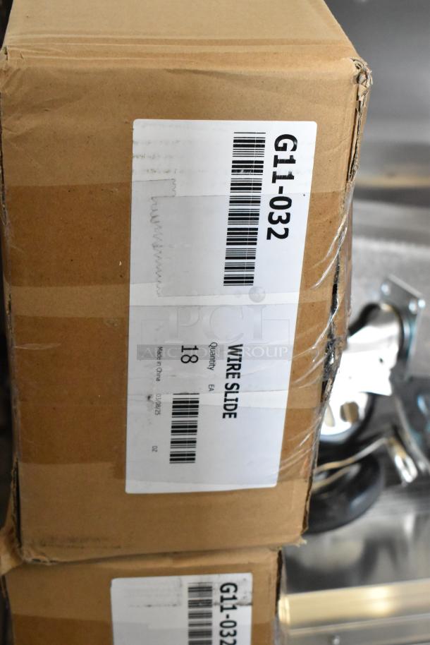 Cardboard box with label showing model WC5MM-251002-002. Contains Metro C5 metal heated holding cabinet parts.