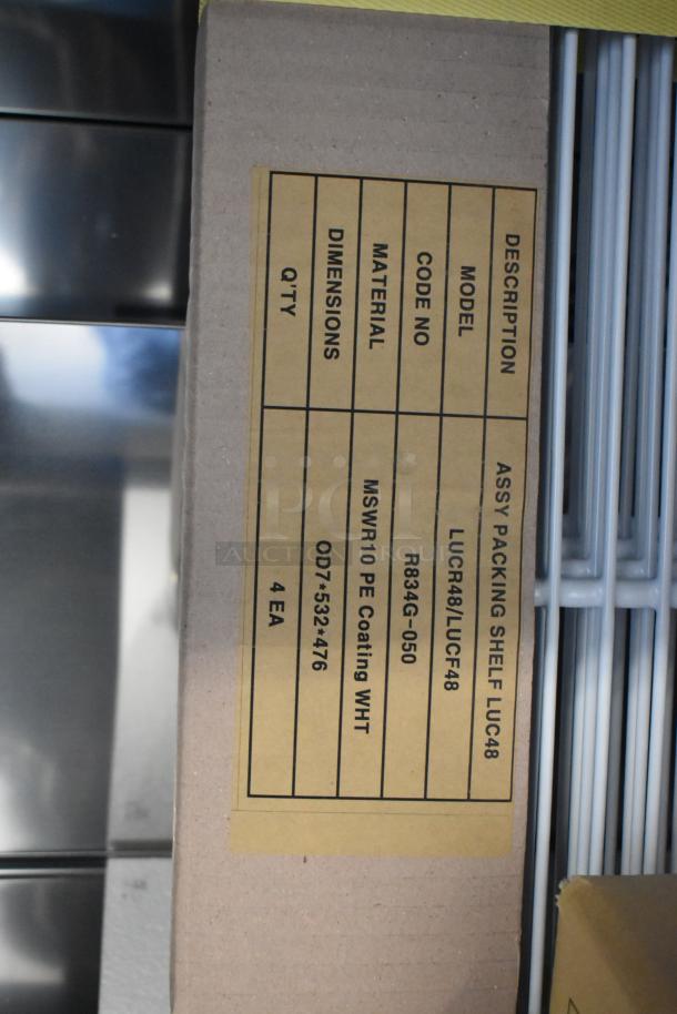 Brand new Blue Air BLUR48-HC stainless steel 2-door work top cooler. 115 Volts, 1 Phase. Scratch and dent condition.