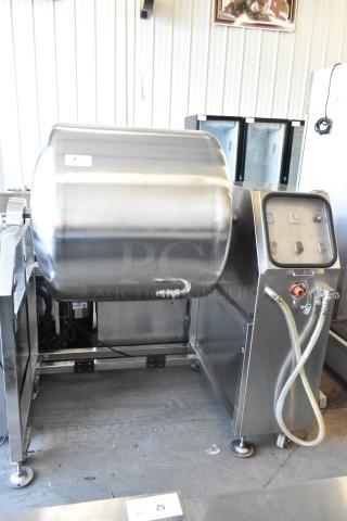 2018 Promax TMC-500 stainless steel vacuum tumbler, floor model, commercial use, 110V, 1-phase, control panel on side.