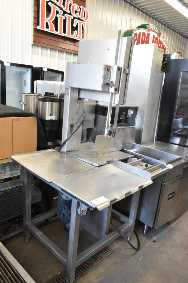 2018 Hobart 6801 metal commercial meat saw, floor style, 200-230V, 3 phase. Used condition, stainless steel build.