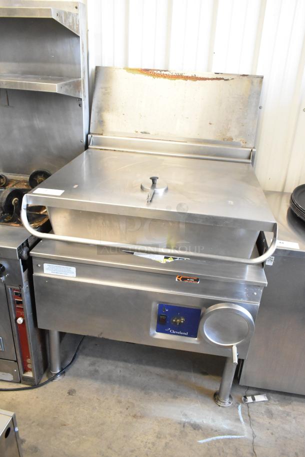 Cleveland stainless steel commercial braising pan, floor style, with control panel and sturdy legs, in good condition.