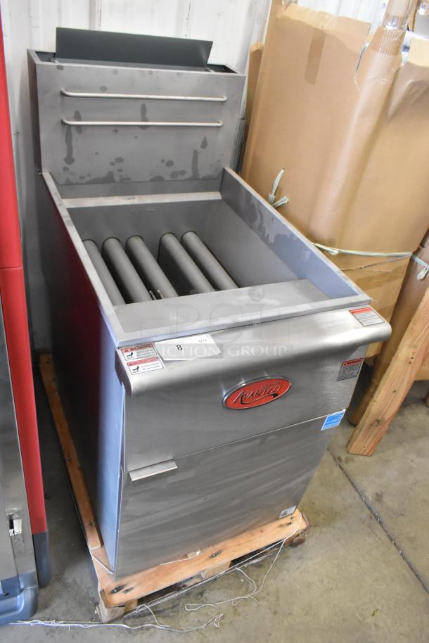 Brand new Avantco 177FFES70L stainless steel 65-70 lb. liquid propane floor fryer with 2 metal baskets, 100,000 BTU.