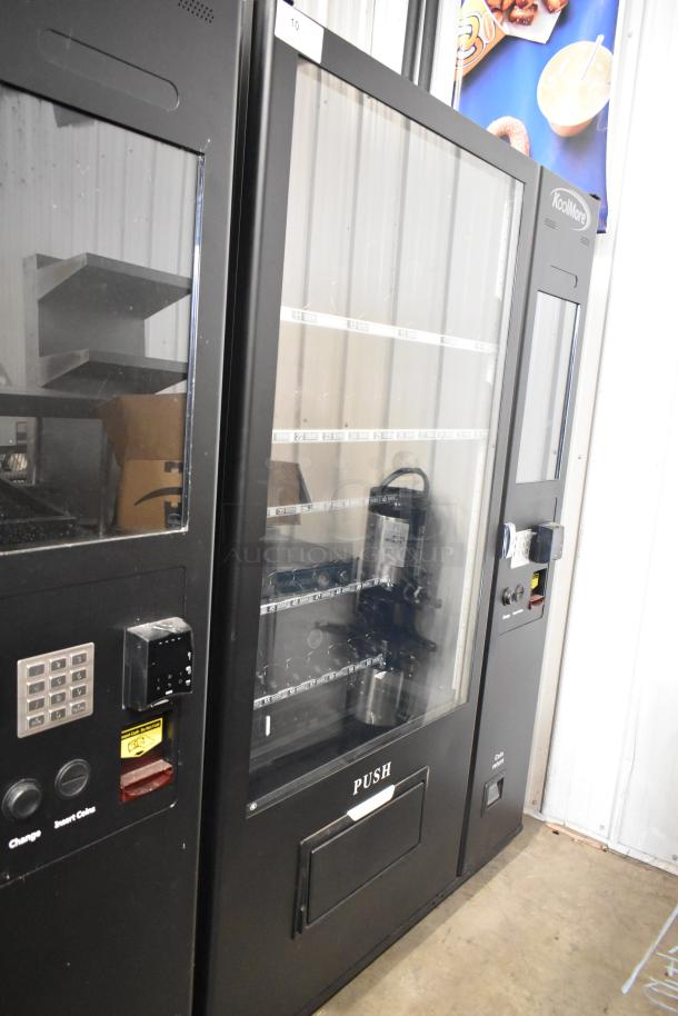 Brand new KoolMore metal vending machine, scratch and dent, with coin and keypad system, glass display.
