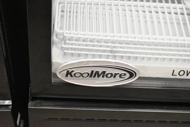 Brand new KoolMore KM-MDR-1GD-10C commercial cooler, single door, metal, poly-coated racks, on casters, 115V, 1 phase.