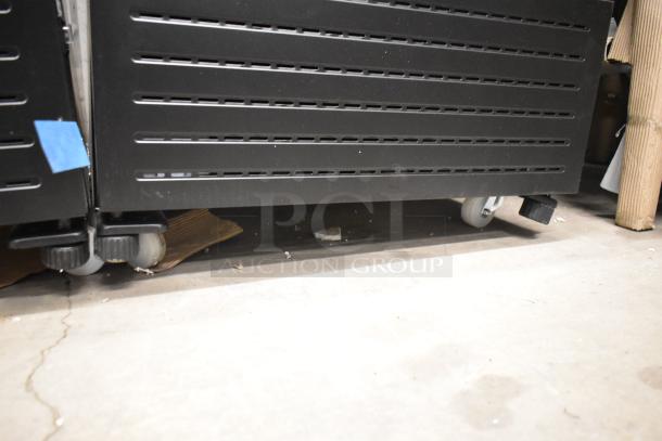 KoolMore KM-MDR-1GD-10C cooler base with commercial casters. Scratch and dent condition, 115V, single door reach-in model.