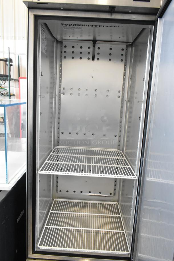 2018 True T-23F-HC stainless steel freezer with poly-coated racks, commercial casters, 115 Volts, 1 Phase, excellent condition.
