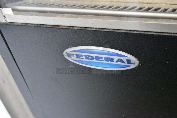 Federal RSSL678SC Metal Merchandiser with shelves, commercial casters, 208-240V, 1 Phase, Federal logo visible.