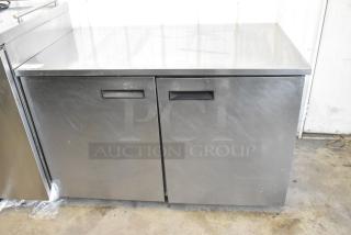 Delfield UC4048-STAR stainless steel 2-door undercounter cooler on casters, 115V, excellent condition.