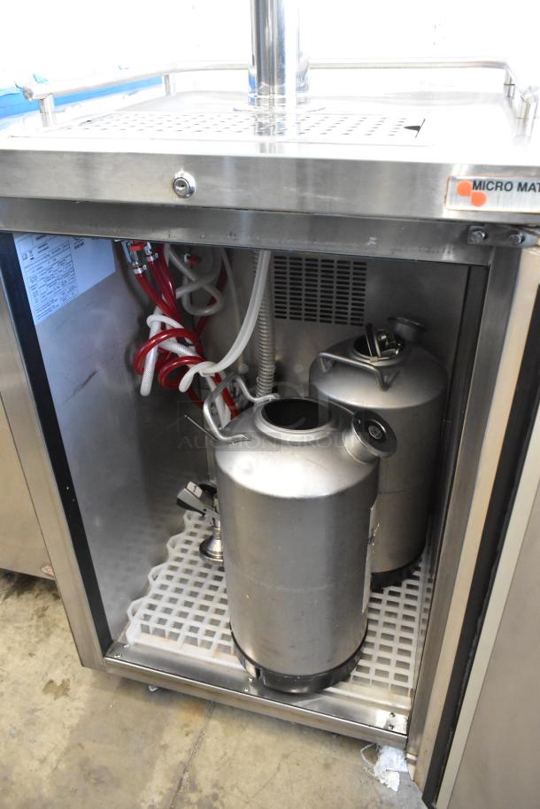 2018 Micro Matic MDD 23 S E NT stainless steel kegerator with beer tower, couplers, tanks, commercial casters, 115V, 1 phase.