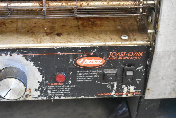 Hatco TQ-800HBA Toast Qwik stainless steel commercial toaster for bagels/buns, countertop model, used, 208V, 1 phase.