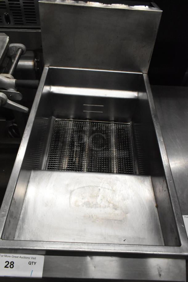 Asber stainless steel commercial deep fat fryer, floor style, in used condition with visible wear.