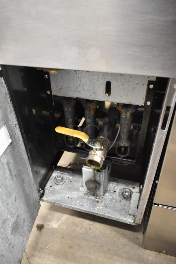 Asber Stainless Steel Commercial Deep Fat Fryer, floor style, visible internal components, good condition.