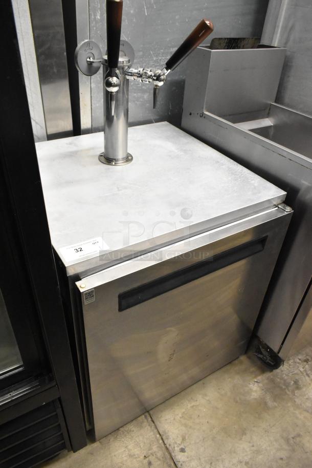 2018 Delfield ND21RS00 single door nitrogen beverage dispenser with 2 tap beer tower, stainless steel, 115V, 1 phase.