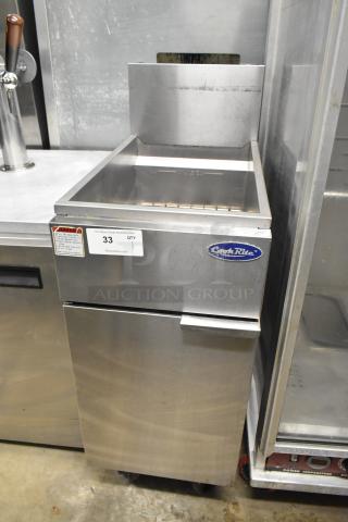 Cook Rite Stainless Steel Commercial Floor Style Gas Powered Deep Fat Fryer on Commercial Casters. - Item #1219190