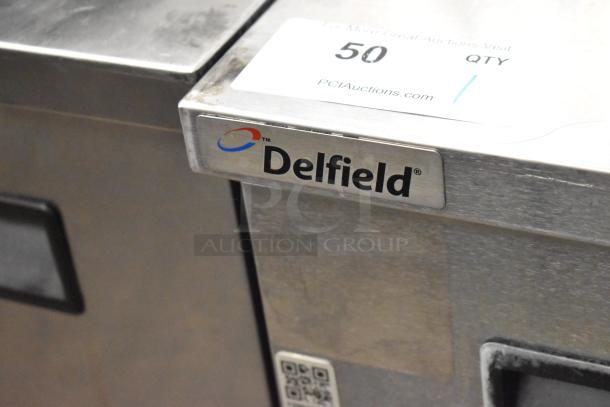 Delfield 406P-STAR2 stainless steel undercounter cooler, single door, 115V, commercial use, visible Delfield label.