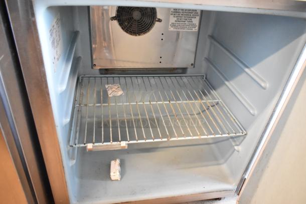 2017 Delfield 406P-STAR2 stainless steel undercounter cooler interior; used, single door, 115 volts, 1 phase.