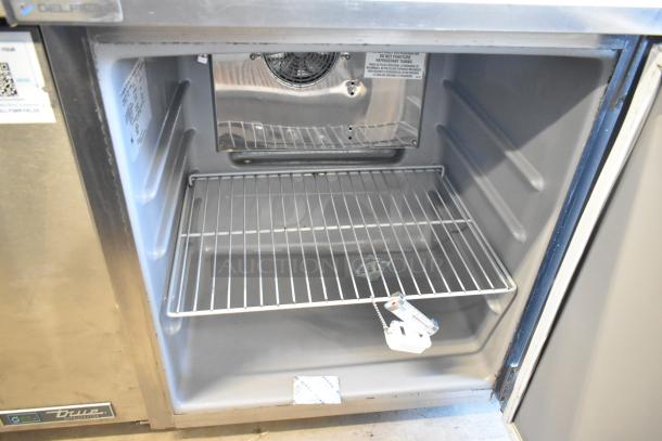 2019 Delfield 406P-STAR2 stainless steel commercial undercounter cooler, single door, 115V, clean interior with wire shelf.