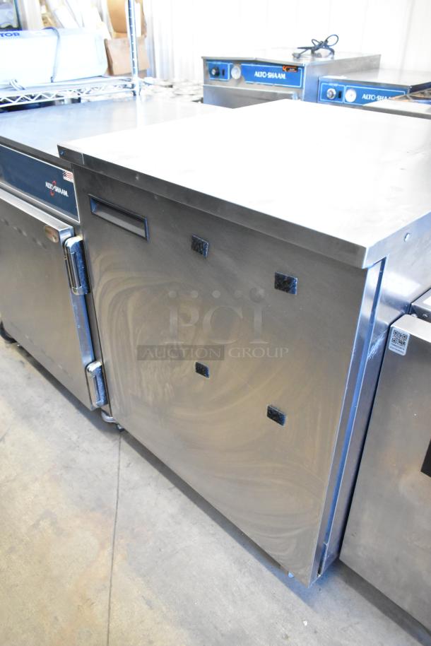 2021 Delfield 406P stainless steel undercounter cooler, single door, on commercial casters, 115V, 1 phase.