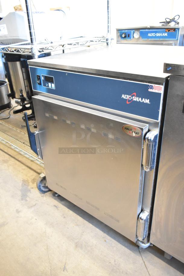 2019 Alto Shaam 750-S stainless steel heated holding cabinet, on casters, 120V, 1 phase, with control panel and Halo Heat marking.