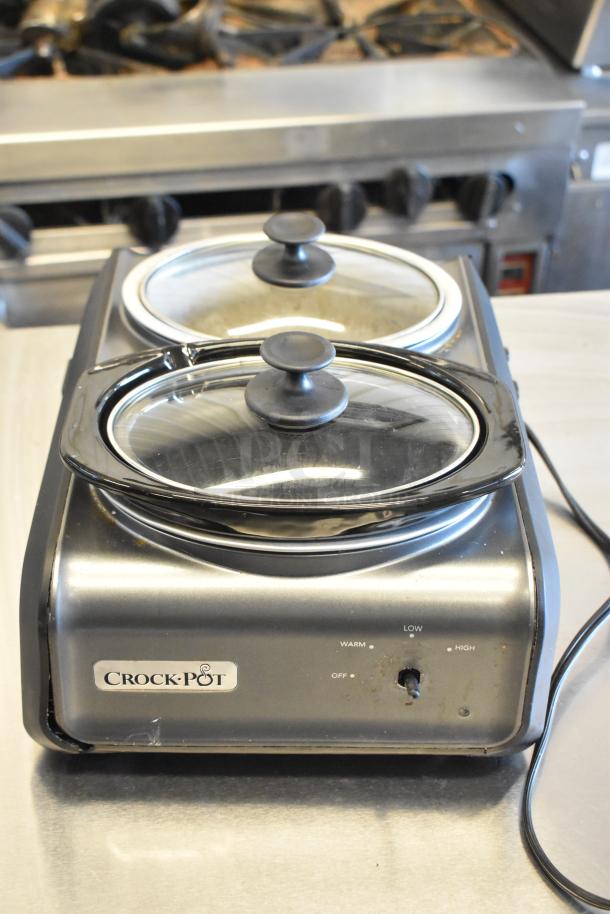 Crock Pot SCCPMD1-CH Metal Countertop 2 Well Food Warmer, 120V, 1 Phase, visible controls, used condition.