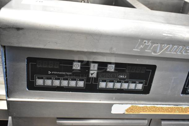 Frymaster PH255SC stainless steel commercial deep fat fryer, 80,000 BTU, on casters, natural gas powered, control panel visible.